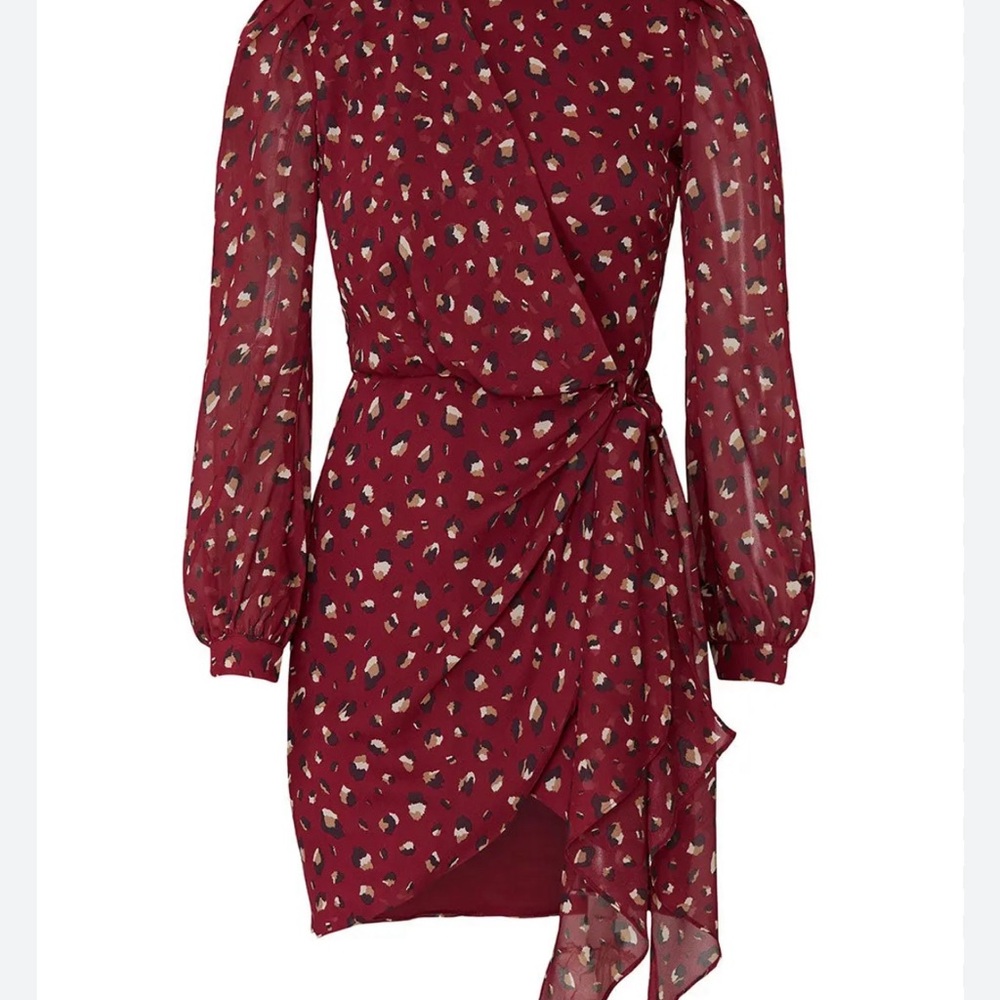 Bardot Kalia Print Dress in Burgundy Leopard